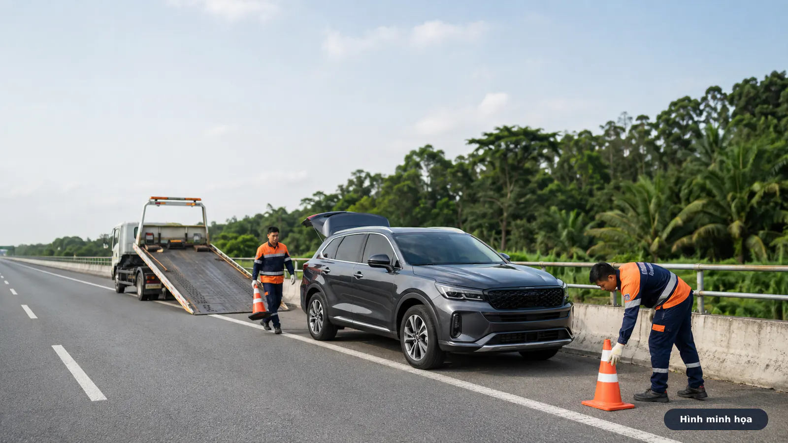 Xe cứu hộ cao tốc Dầu Giây hỗ trợ ô tô trên làn dừng khẩn cấp