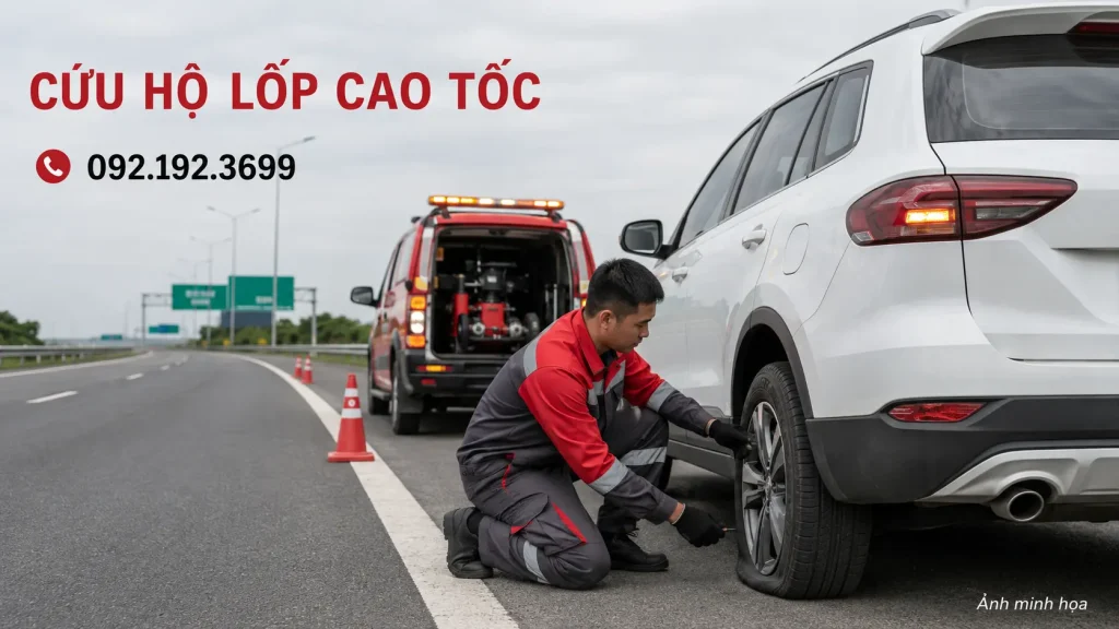 Cứu hộ lốp cao tốc 24/7 hỗ trợ ô tô gặp sự cố lốp