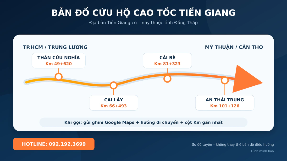 Bản đồ cứu hộ cao tốc Tiền Giang