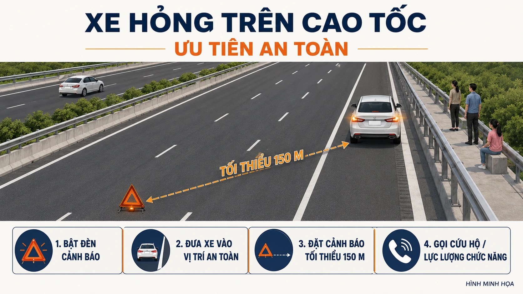 Cách cảnh báo an toàn khi xe hỏng trên cao tốc Mai Sơn