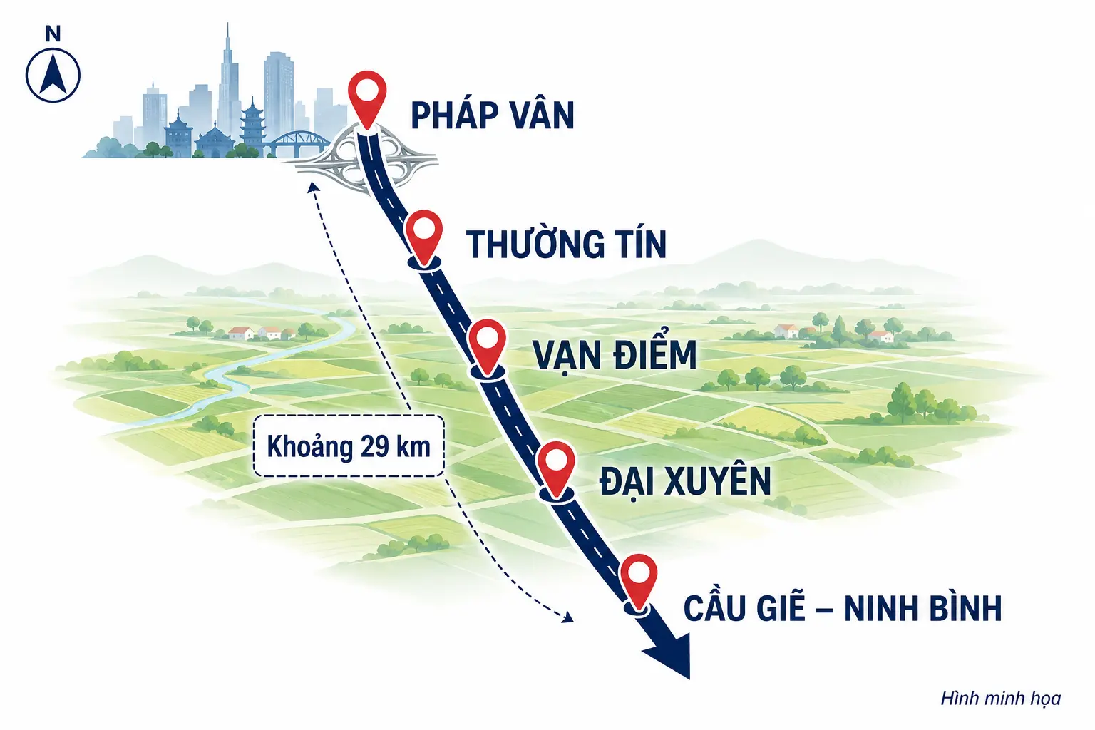 Sơ đồ phạm vi cứu hộ cao tốc Pháp Vân Cầu Giẽ