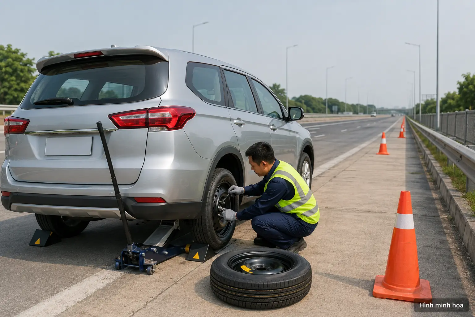 Cứu hộ lốp ô tô trên cao tốc Pháp Vân Cầu Giẽ