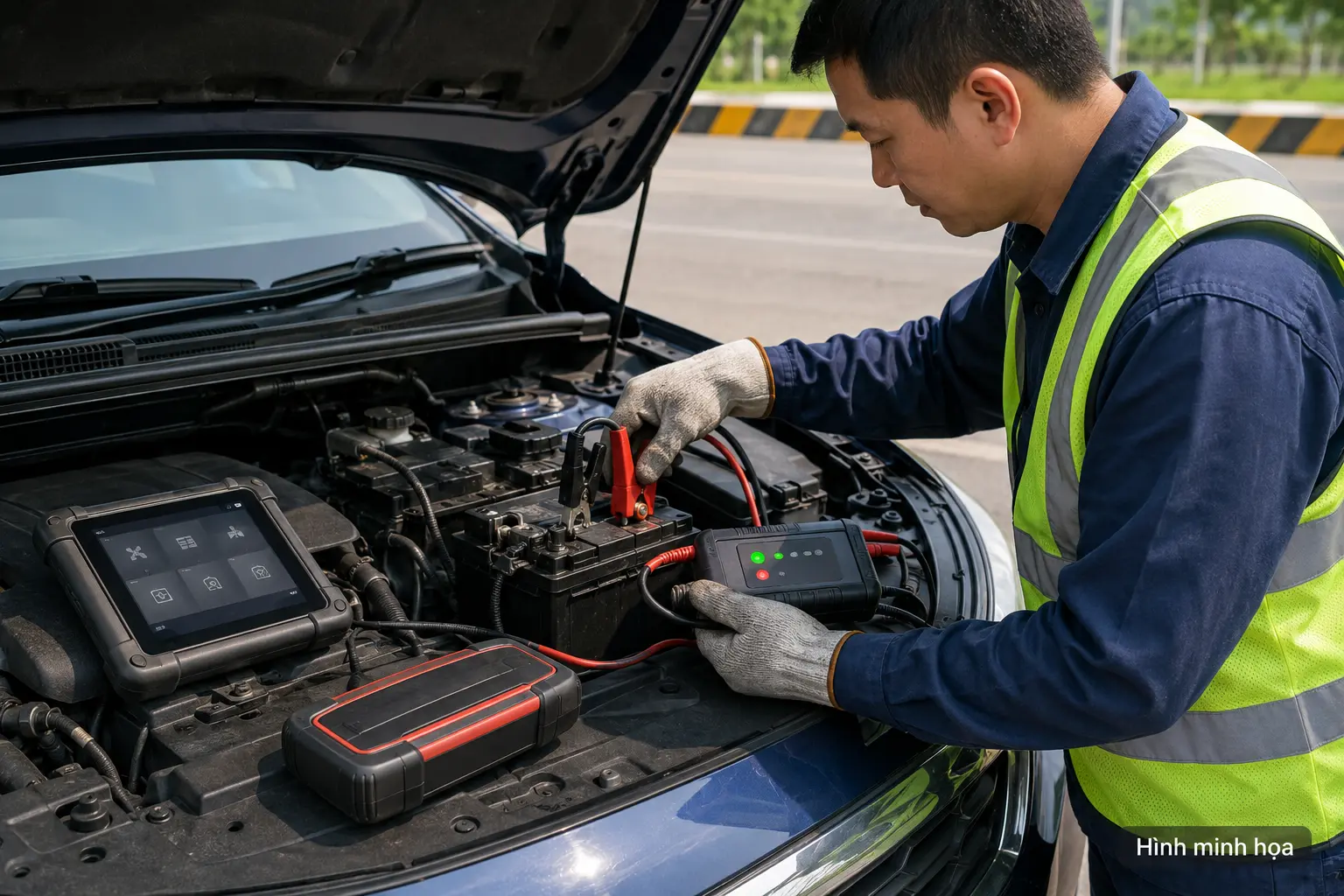 Kích bình và chẩn đoán ắc quy ô tô trên cao tốc