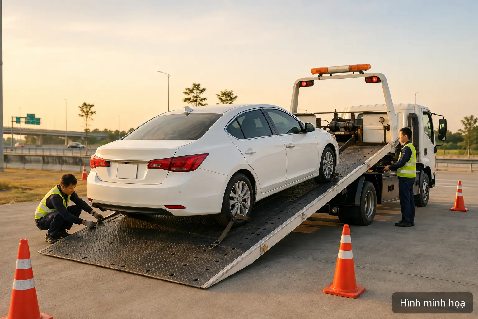 Xe sàn kéo ô tô trên cao tốc Pháp Vân Cầu Giẽ