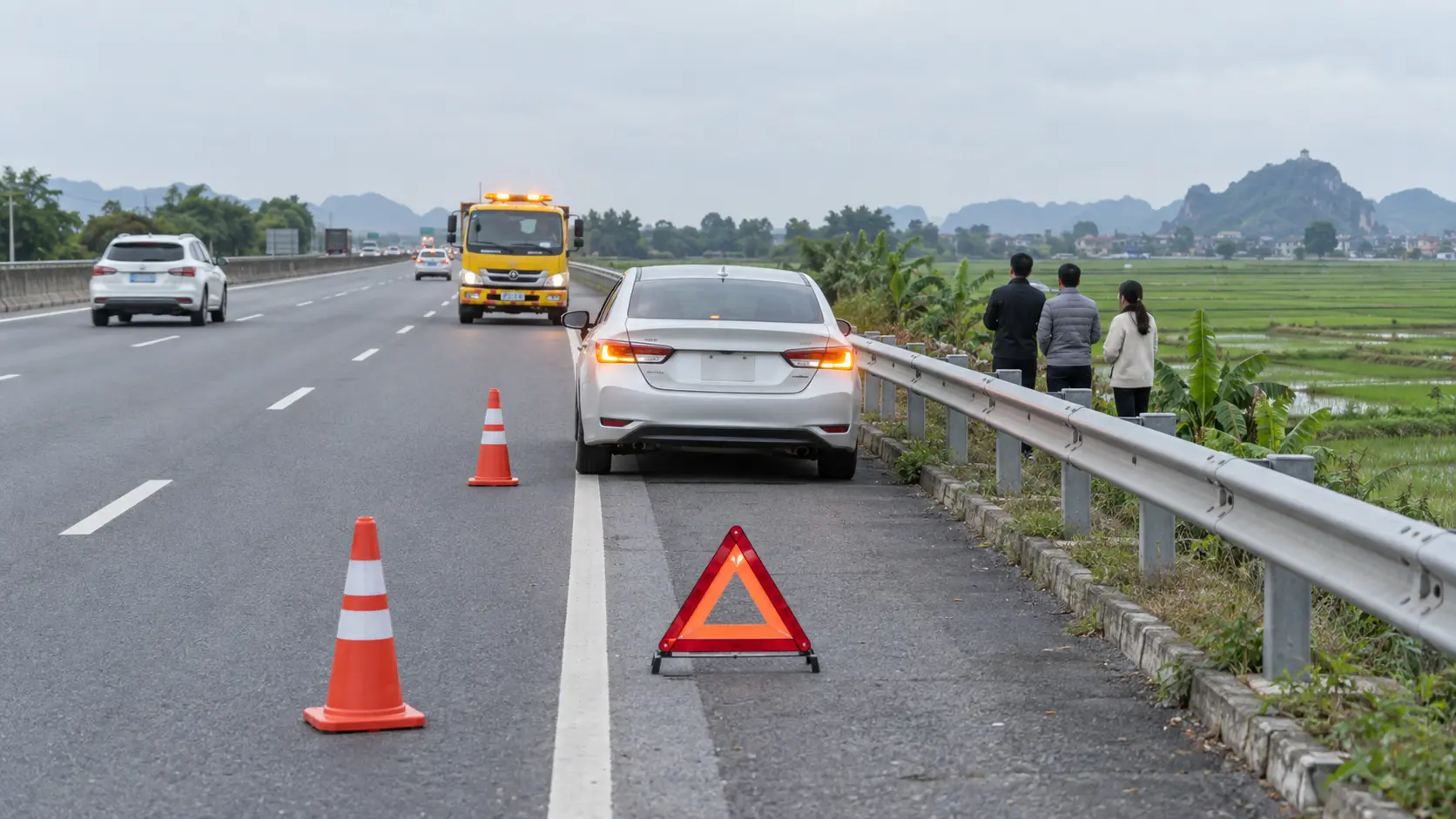 Cách bảo đảm an toàn khi xe hỏng trên cao tốc Hà Nam