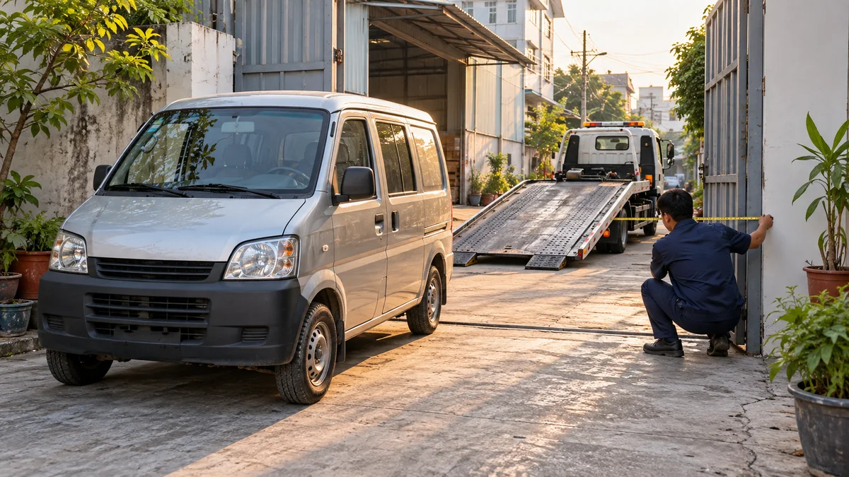 Đánh giá lối vào hẻm trước khi dùng xe sàn cứu hộ Bình Tân